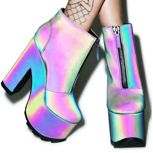 YRU Nightmare Reflective platform ankle boots